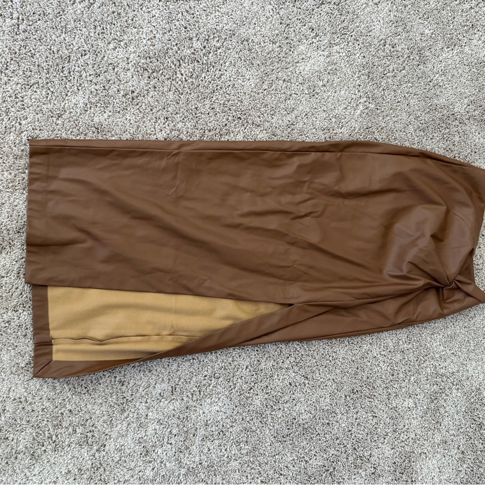 Brown leather skirt